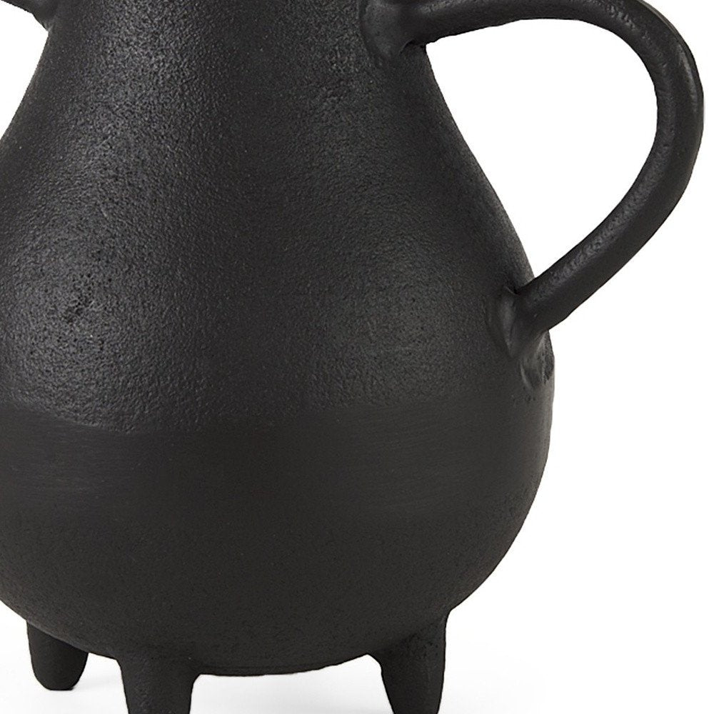 8" Black Two Handle Ceramic Jug Vase HomeRoots