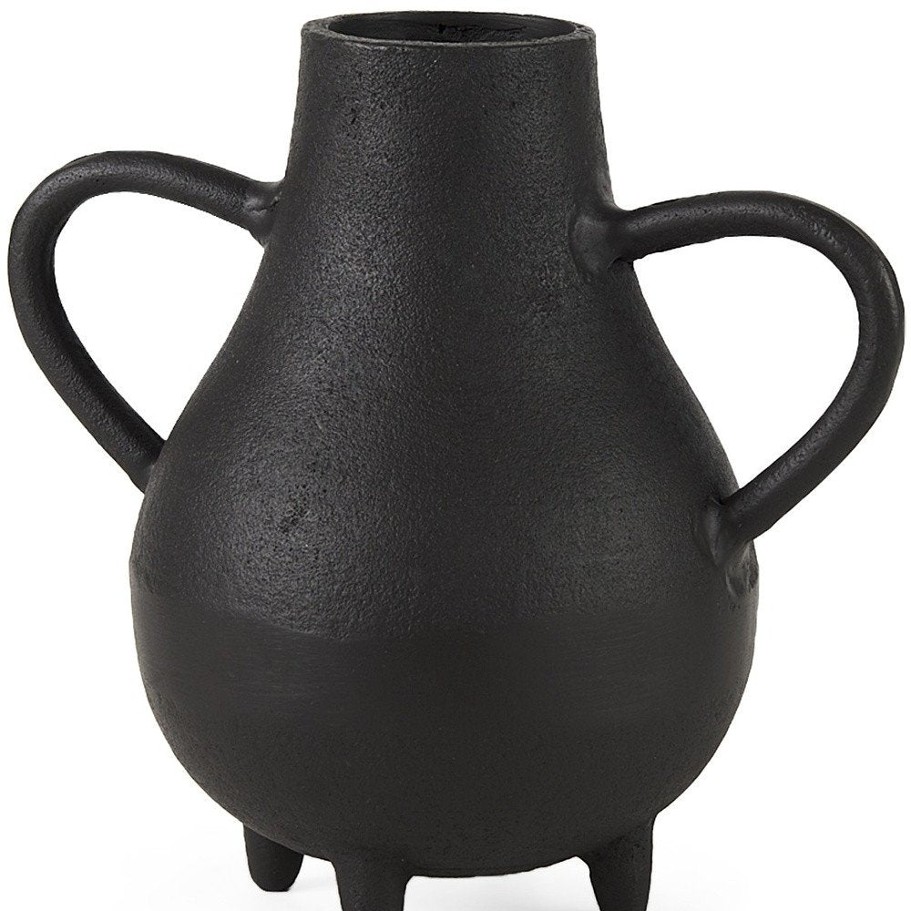 8" Black Two Handle Ceramic Jug Vase HomeRoots