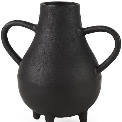 8" Black Two Handle Ceramic Jug Vase HomeRoots