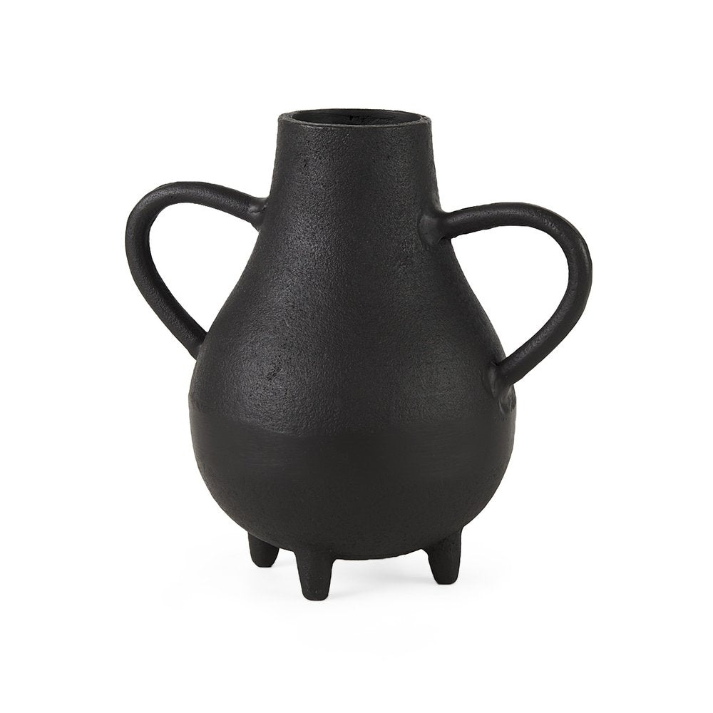 8" Black Two Handle Ceramic Jug Vase HomeRoots