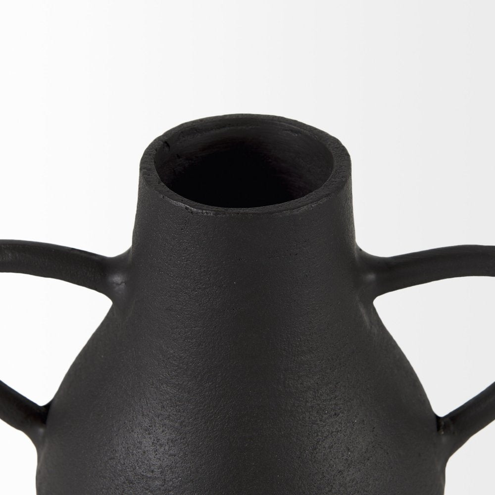 8" Black Two Handle Ceramic Jug Vase HomeRoots