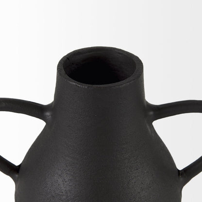 8" Black Two Handle Ceramic Jug Vase HomeRoots