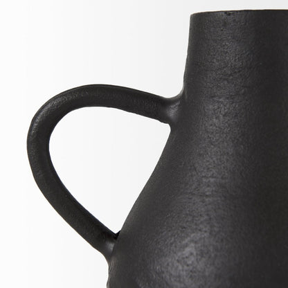 8" Black Two Handle Ceramic Jug Vase HomeRoots
