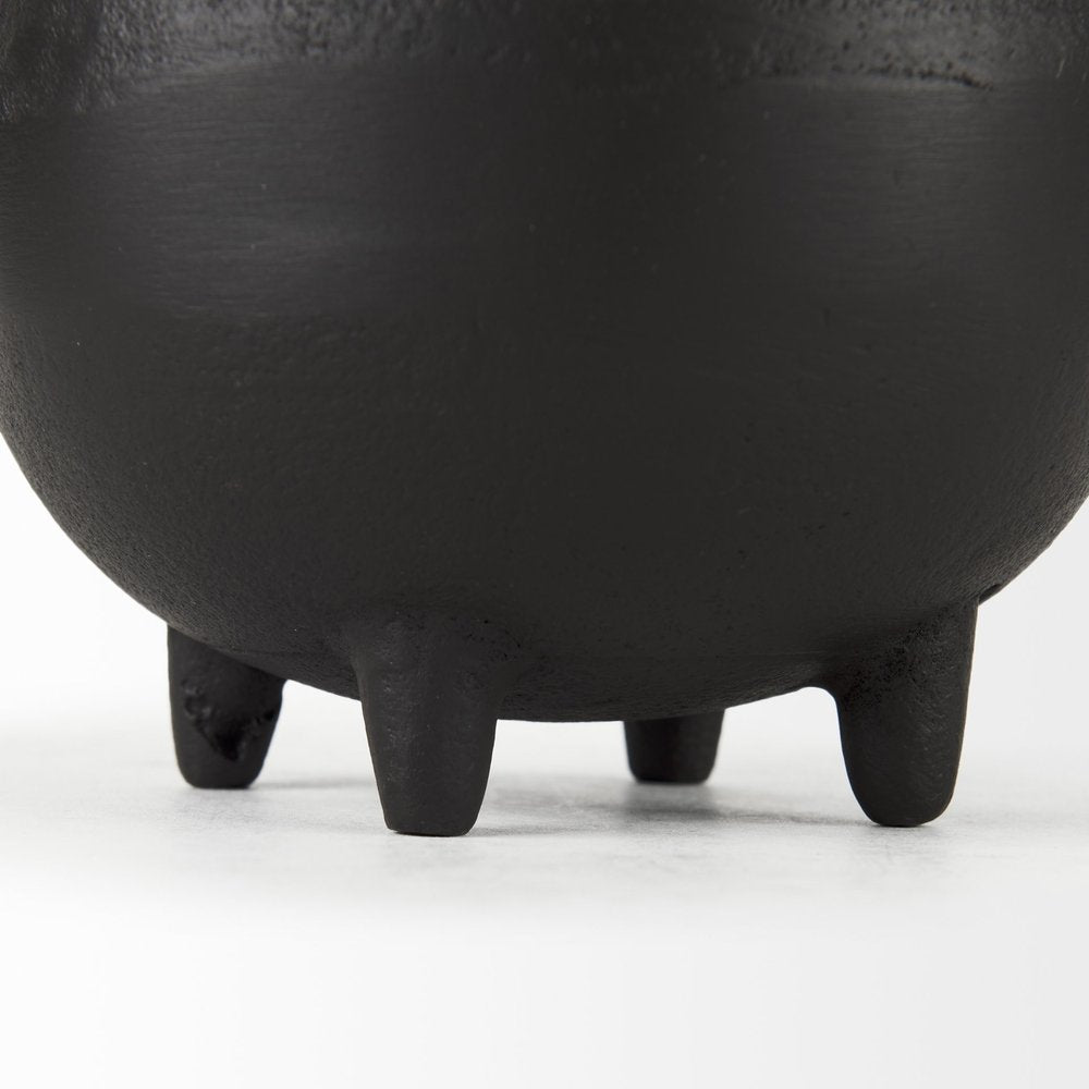 8" Black Two Handle Ceramic Jug Vase HomeRoots
