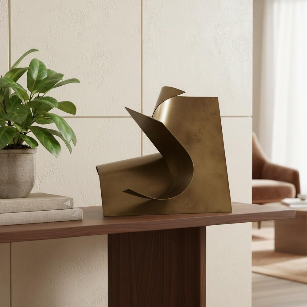 12" Contempo Antiqued Gold Abstract Sculpture HomeRoots