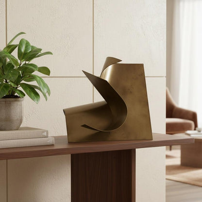 12" Contempo Antiqued Gold Abstract Sculpture HomeRoots