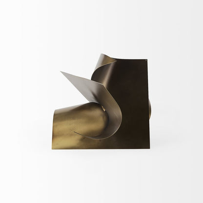 12" Contempo Antiqued Gold Abstract Sculpture HomeRoots