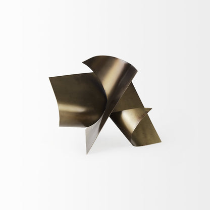 12" Contempo Antiqued Gold Abstract Sculpture HomeRoots