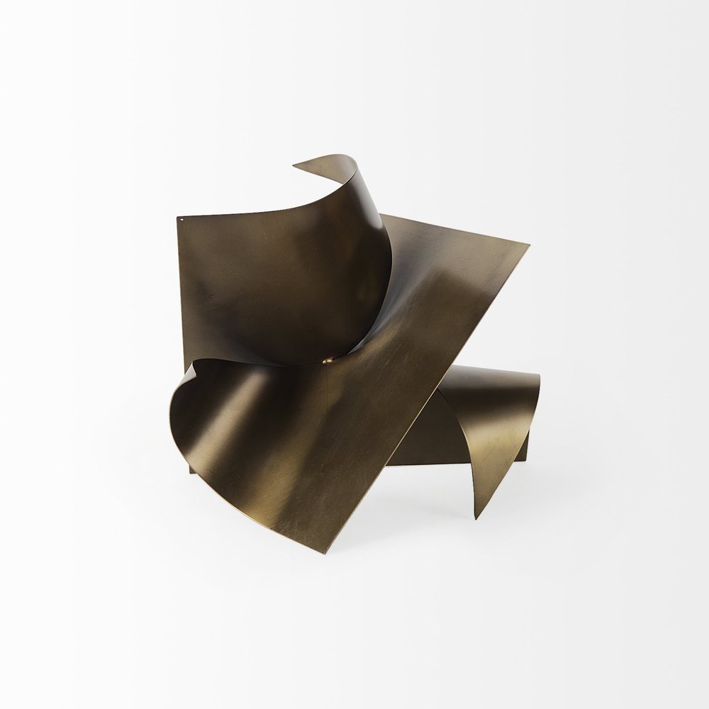 12" Contempo Antiqued Gold Abstract Sculpture HomeRoots