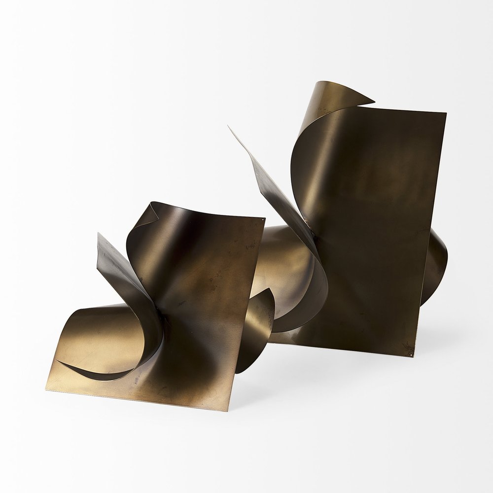 12" Contempo Antiqued Gold Abstract Sculpture HomeRoots