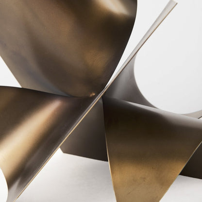 12" Contempo Antiqued Gold Abstract Sculpture HomeRoots