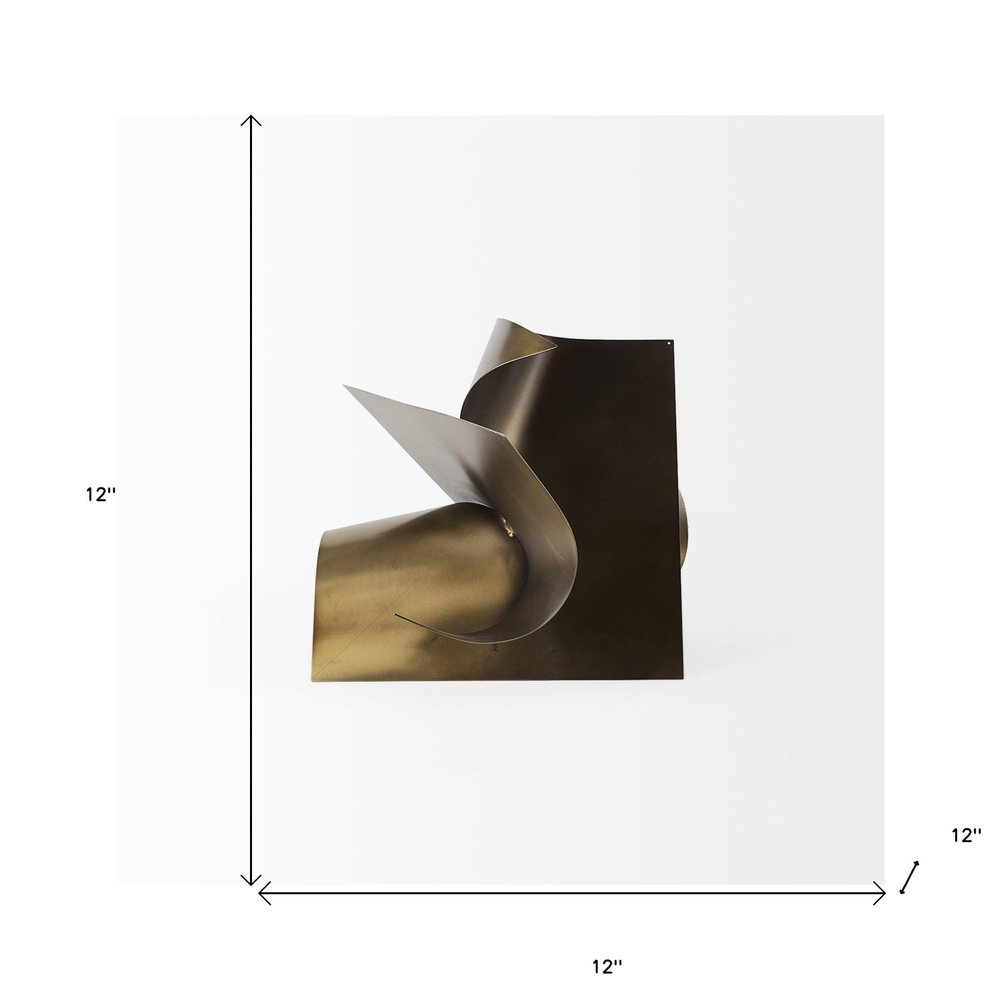12" Contempo Antiqued Gold Abstract Sculpture HomeRoots