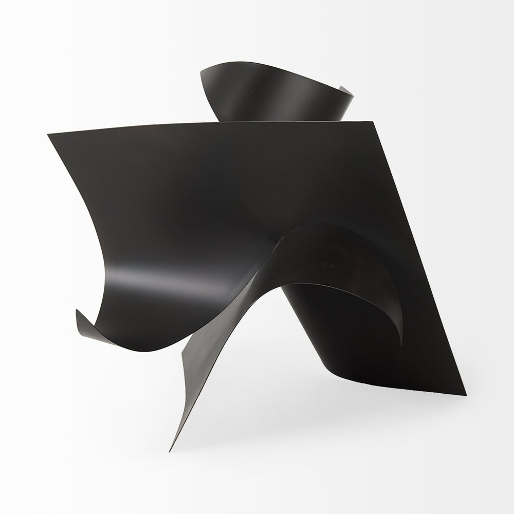 18" Metal Antiqued Black Modern Abstract Sculpture HomeRoots