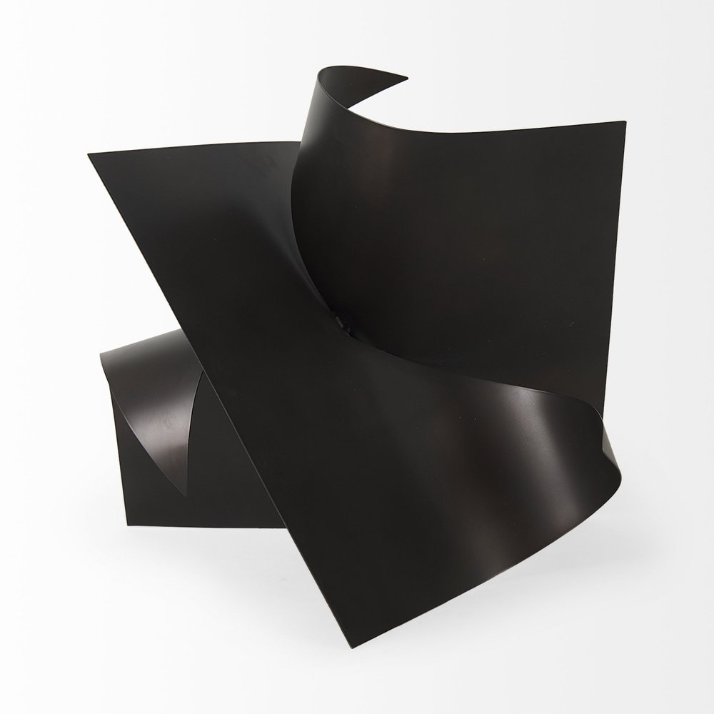 18" Metal Antiqued Black Modern Abstract Sculpture HomeRoots