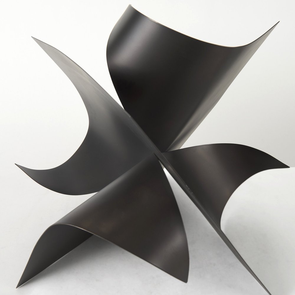 18" Metal Antiqued Black Modern Abstract Sculpture HomeRoots