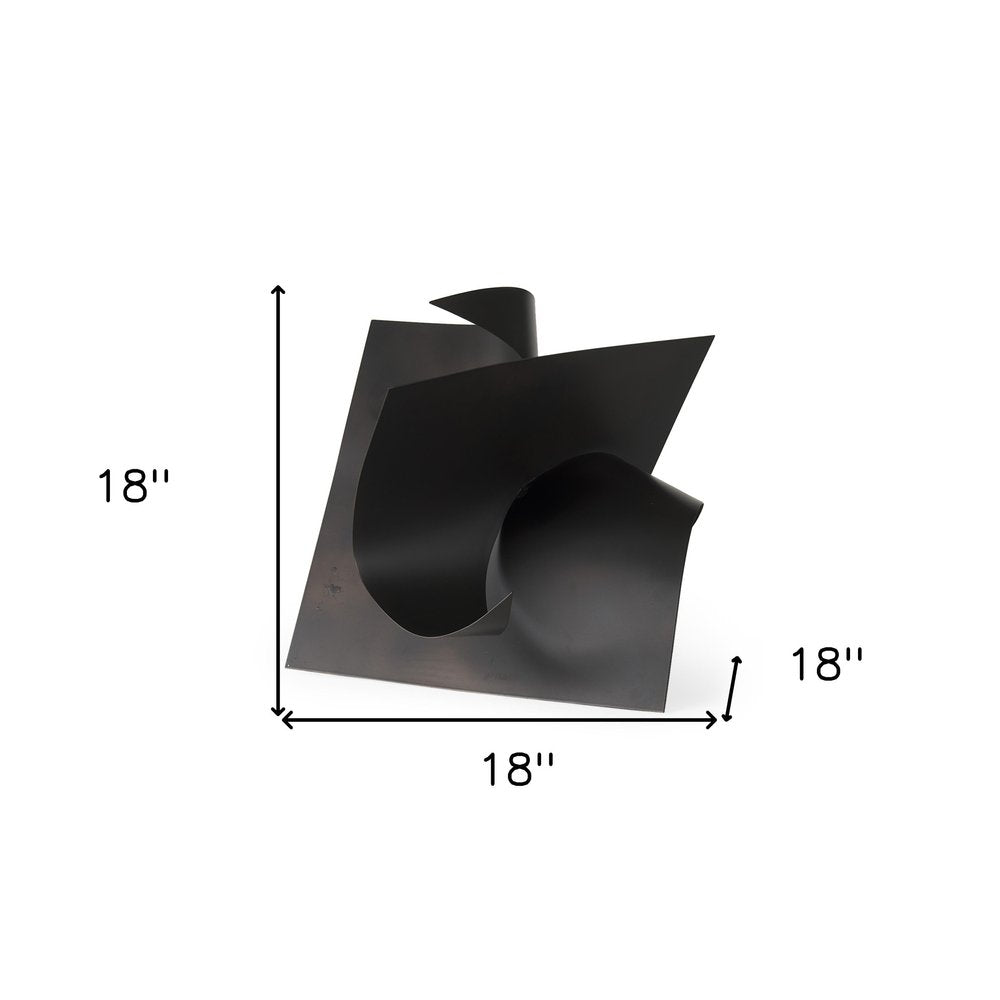 18" Contempo Antiqued Black Abstract Sculpture HomeRoots