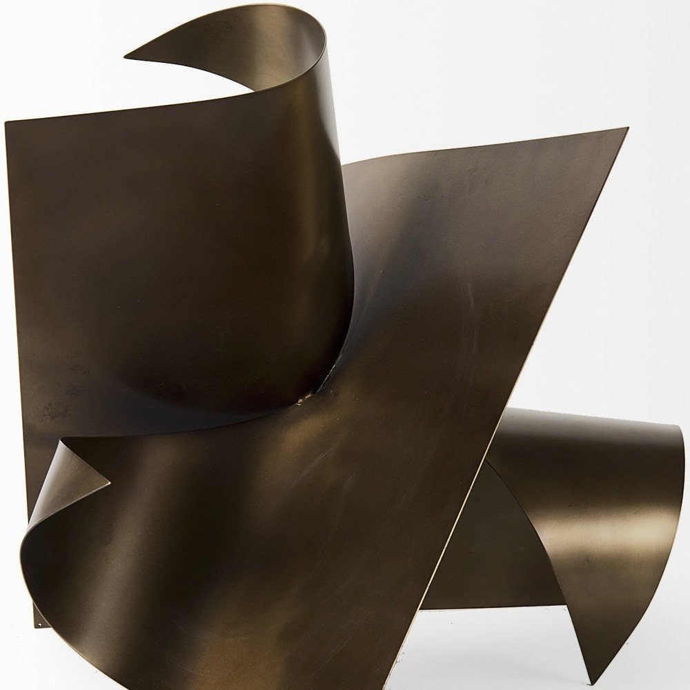 18" Contempo Antiqued Gold Abstract Sculpture HomeRoots