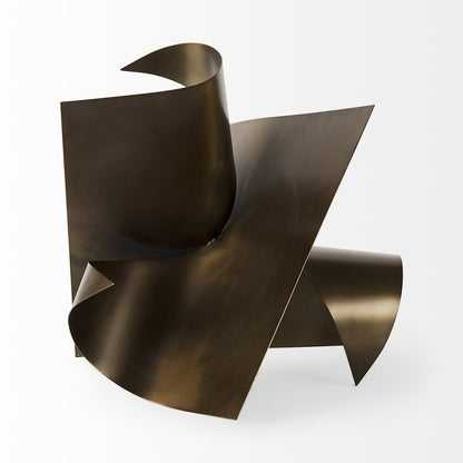 18" Contempo Antiqued Gold Abstract Sculpture HomeRoots