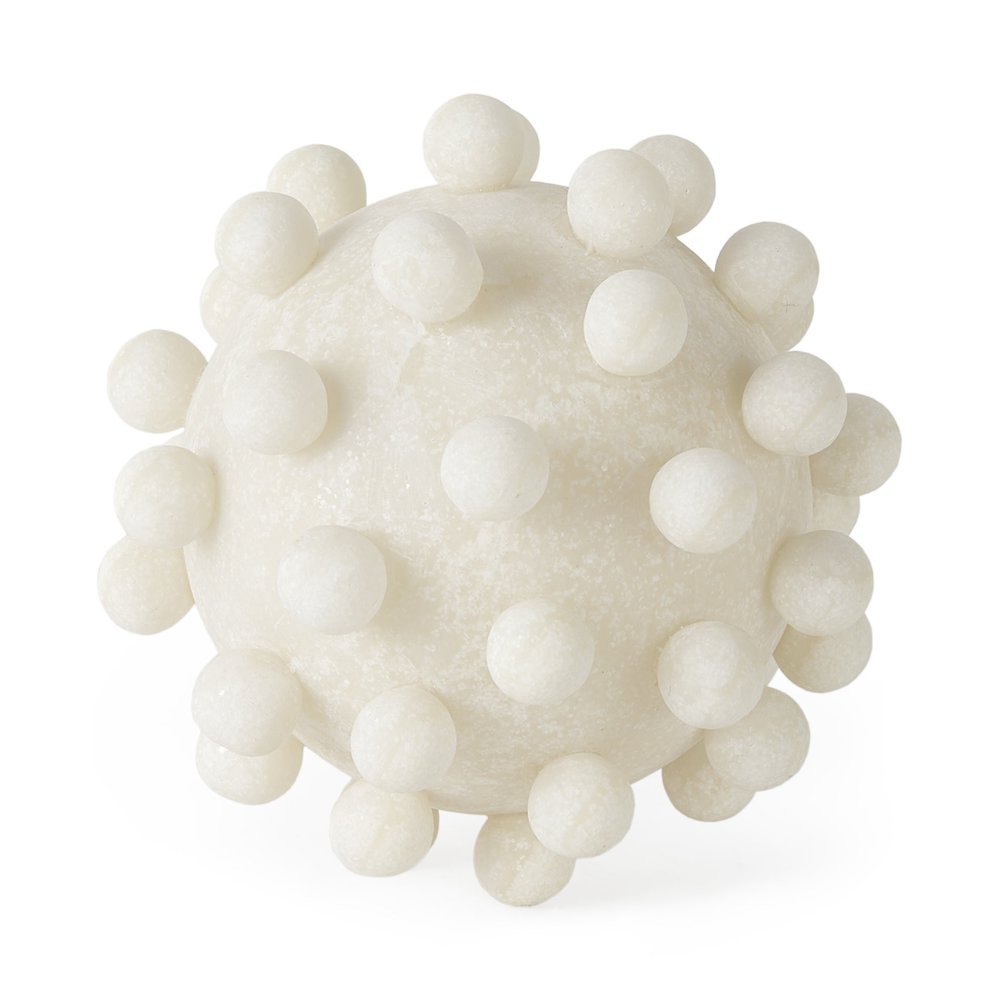 6" Ivory Resin Knobby Nubs Orb Tabletop Sculpture — view 1