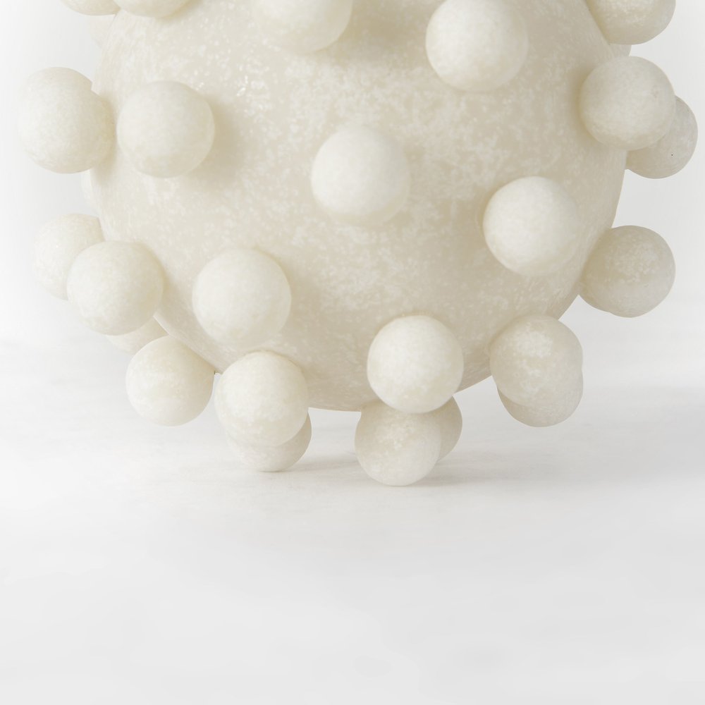 6" Ivory Resin Knobby Nubs Orb Tabletop Sculpture — view 3