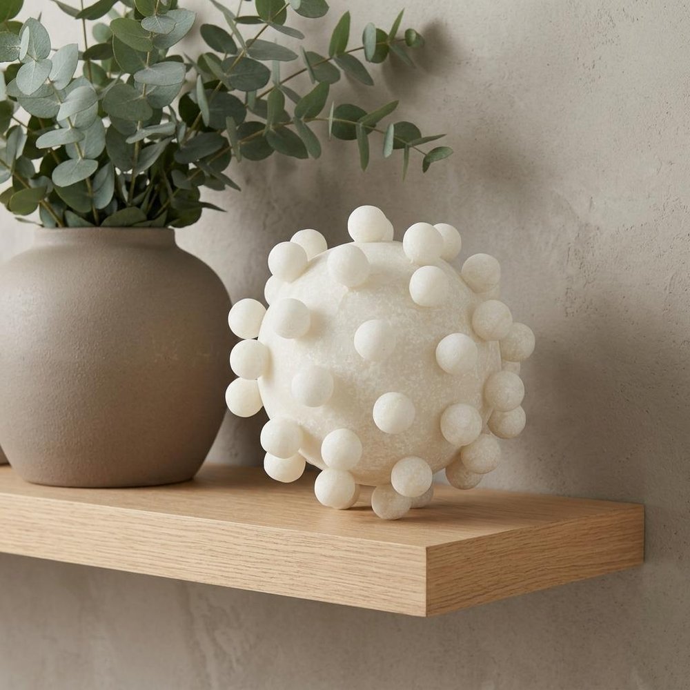 6" Ivory Resin Knobby Nubs Orb Tabletop Sculpture HomeRoots