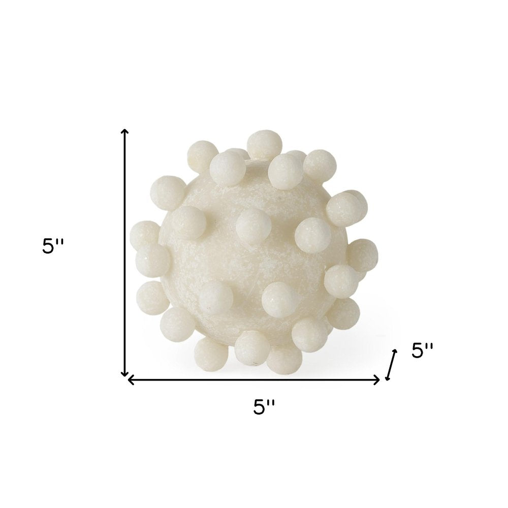 5" Ivory Resin Knobby Nubs Orb Tabletop Sculpture HomeRoots