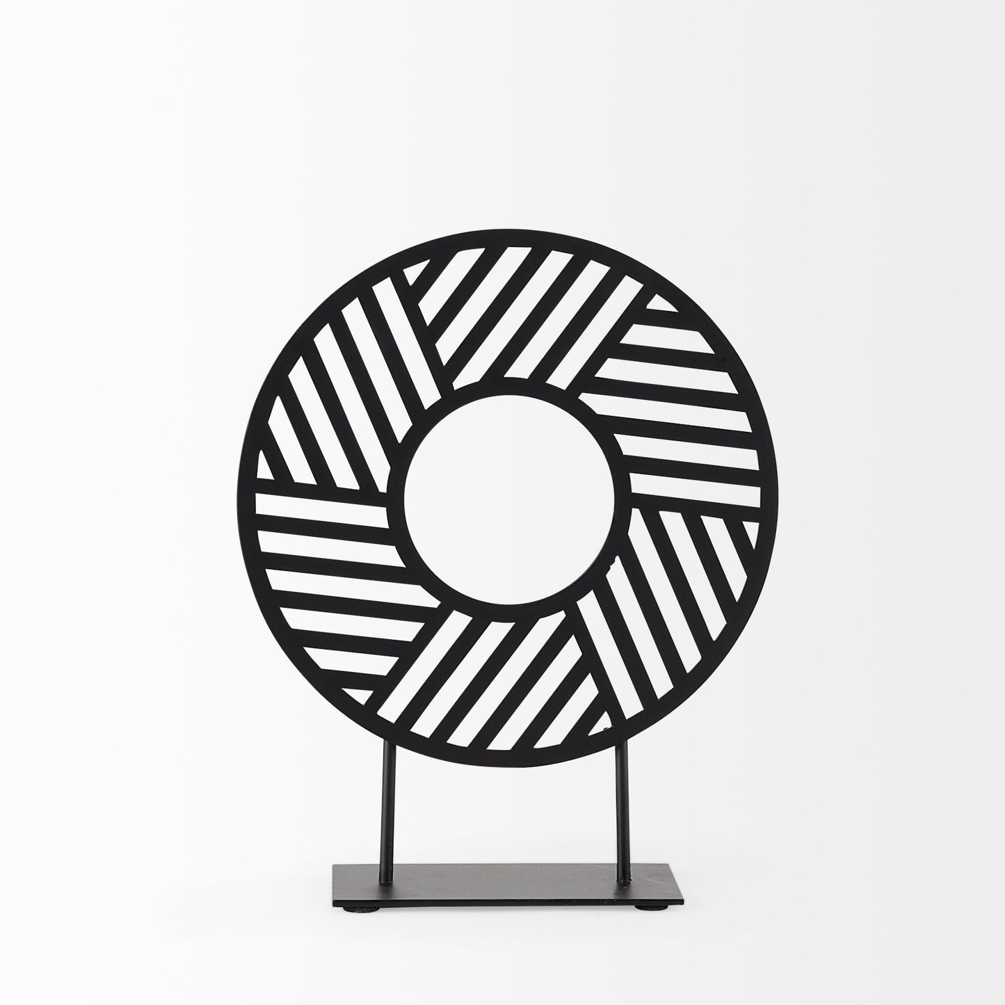 Petite Black Metal Round Geometric Sculpture