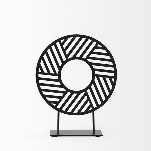 11" Black Metal Geometric Circle Tabletop Sculpture HomeRoots