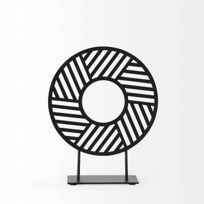 11" Black Metal Geometric Circle Tabletop Sculpture HomeRoots