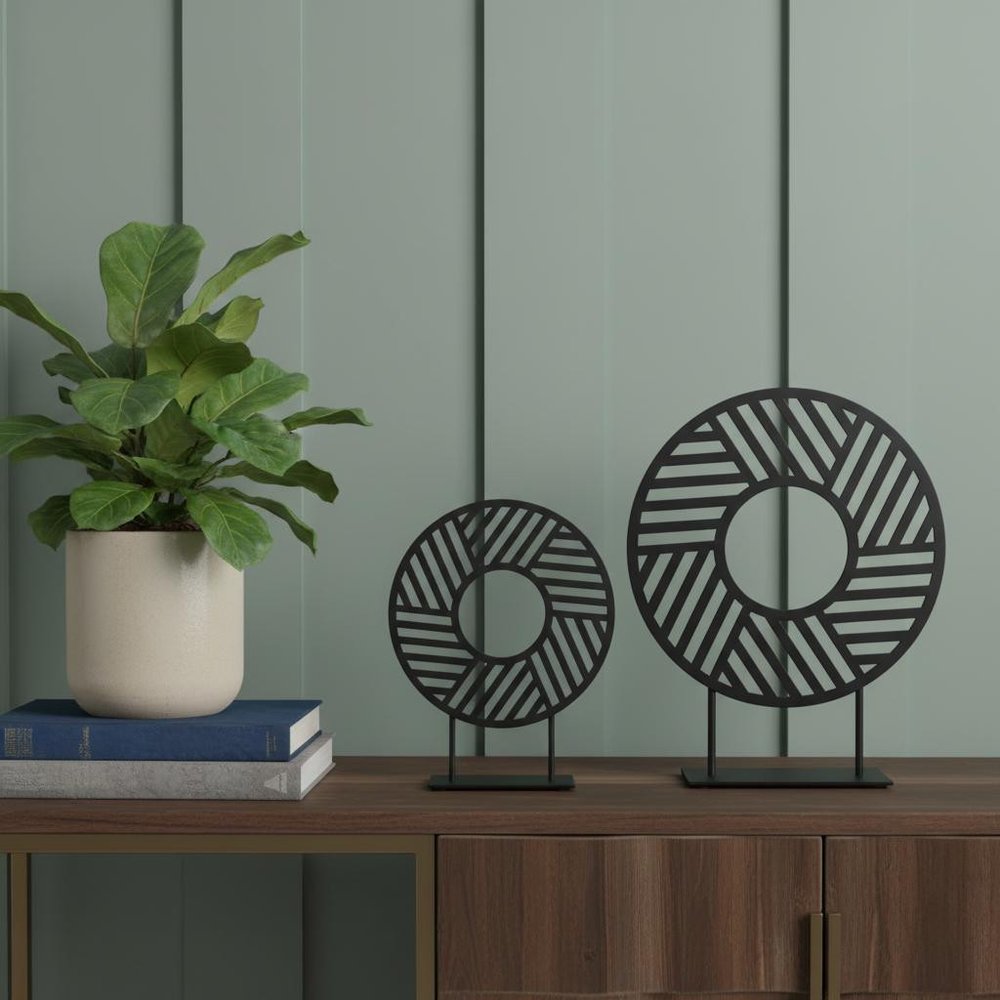 Black Metal Round Geometric Sculpture — view 11