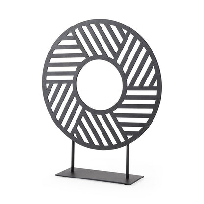 Black Metal Round Geometric Sculpture HomeRoots