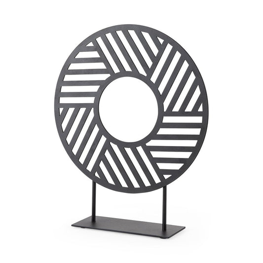 Black Metal Round Geometric Sculpture HomeRoots