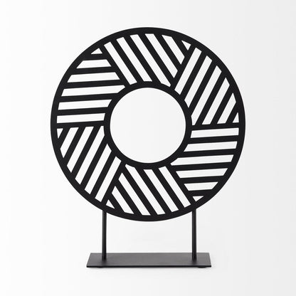 Black Metal Round Geometric Sculpture HomeRoots
