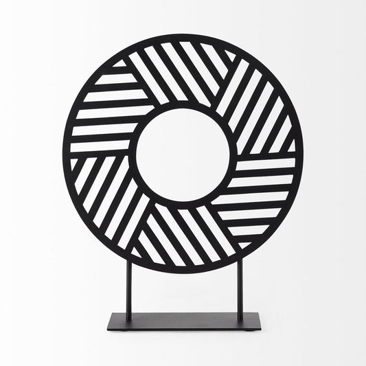 Black Metal Round Geometric Sculpture HomeRoots