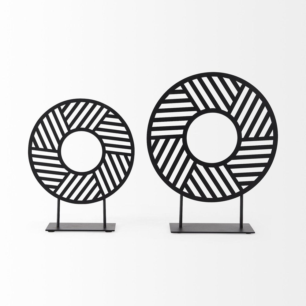 Black Metal Round Geometric Sculpture HomeRoots