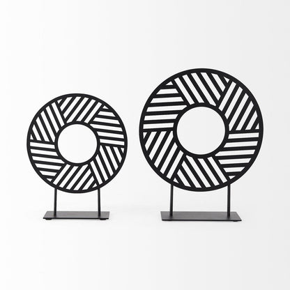 Black Metal Round Geometric Sculpture HomeRoots