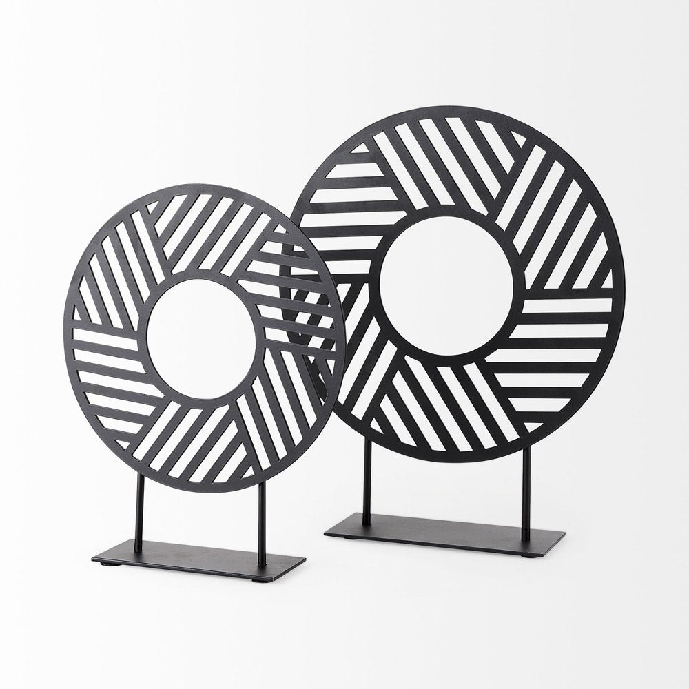 Black Metal Round Geometric Sculpture HomeRoots
