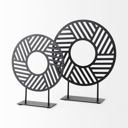 Black Metal Round Geometric Sculpture HomeRoots