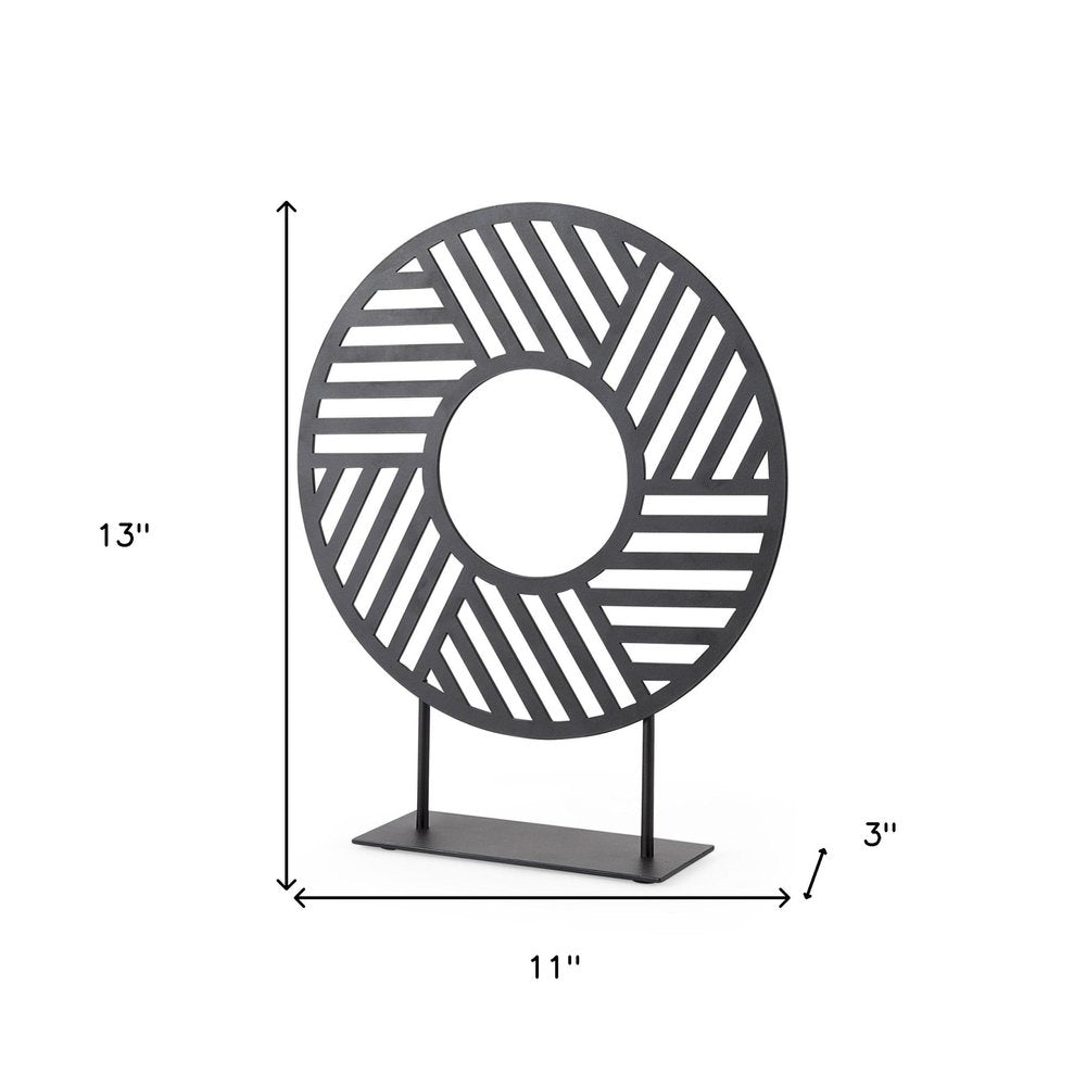 Black Metal Round Geometric Sculpture HomeRoots