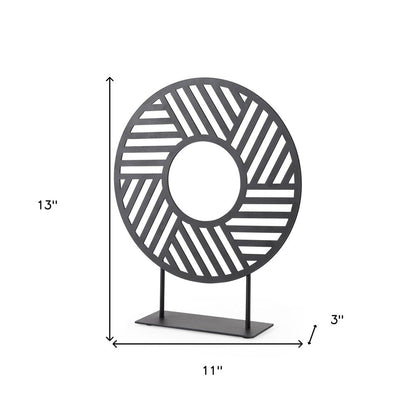 Black Metal Round Geometric Sculpture HomeRoots