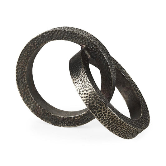 Two Ring Gray Hammered Metal Sculpture HomeRoots