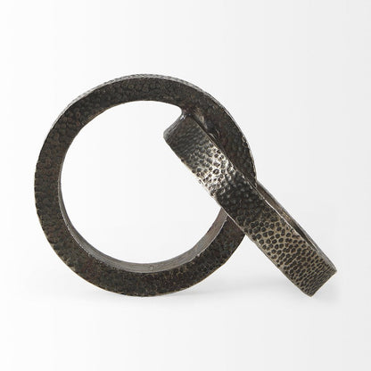 Two Ring Gray Hammered Metal Sculpture HomeRoots