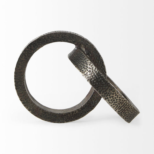 Two Ring Gray Hammered Metal Sculpture HomeRoots
