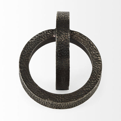 Two Ring Gray Hammered Metal Sculpture HomeRoots