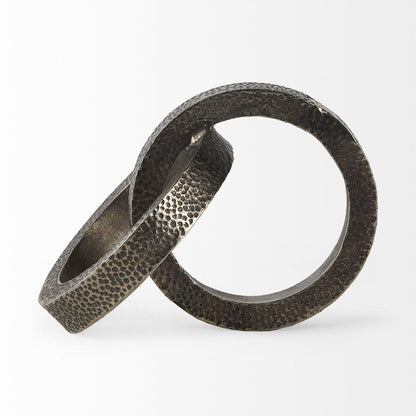 Two Ring Gray Hammered Metal Sculpture HomeRoots