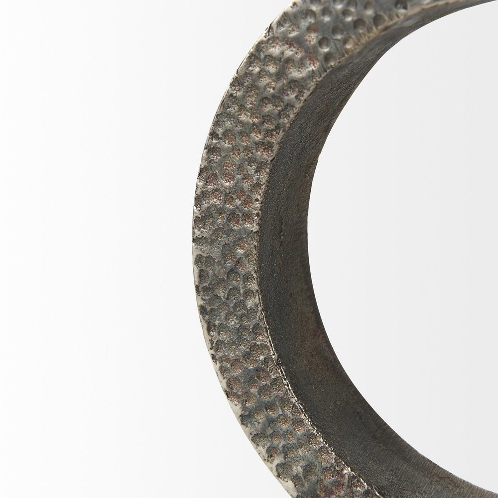 Two Ring Gray Hammered Metal Sculpture HomeRoots