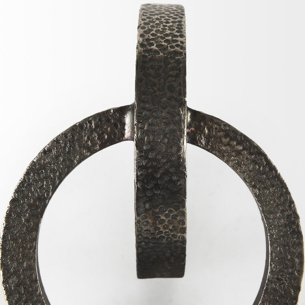 Two Ring Gray Hammered Metal Sculpture HomeRoots