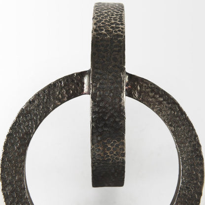Two Ring Gray Hammered Metal Sculpture HomeRoots