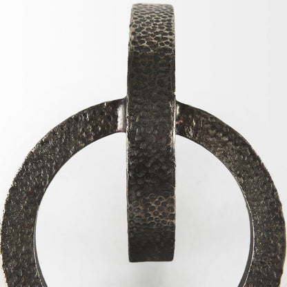 Two Ring Gray Hammered Metal Sculpture HomeRoots
