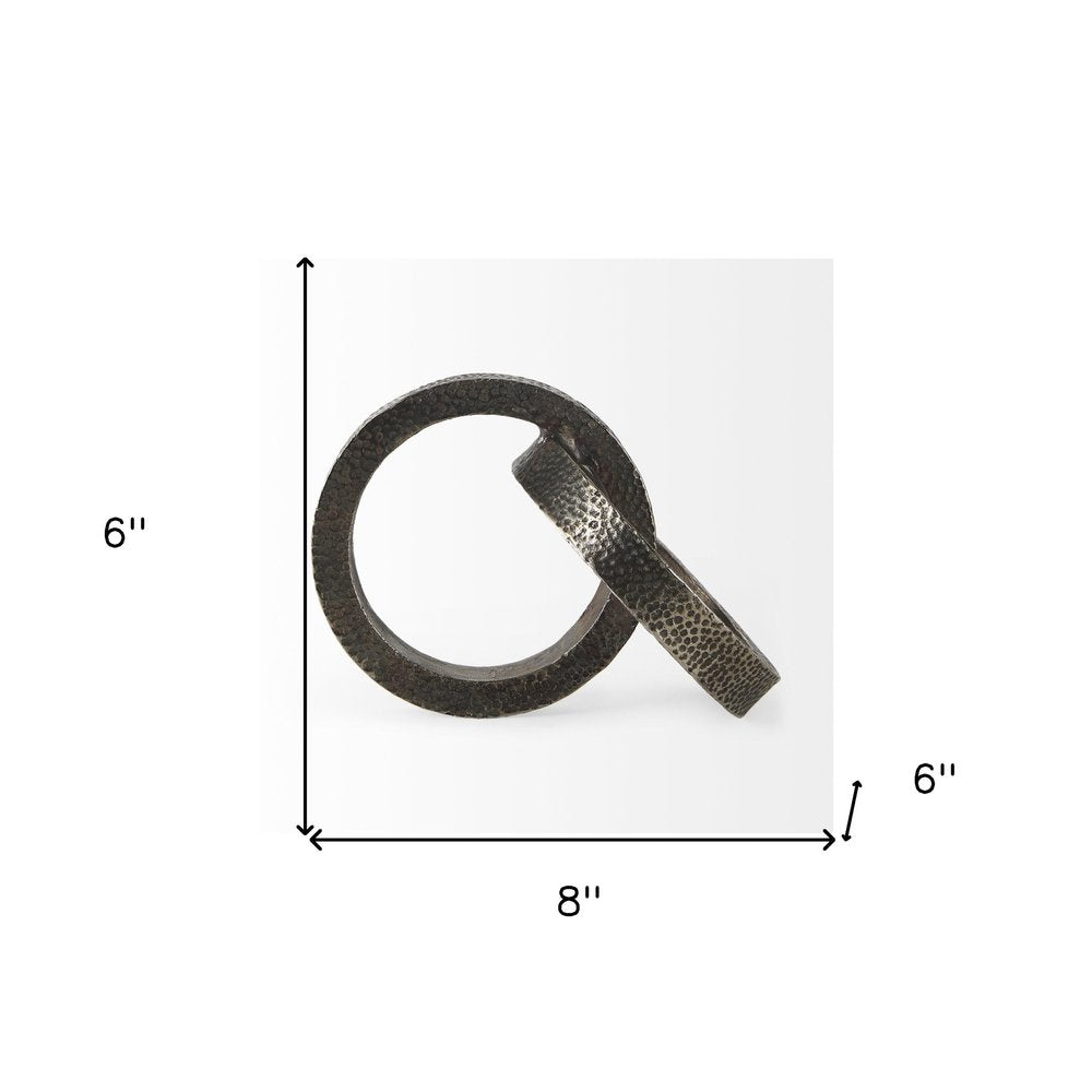 Two Ring Gray Hammered Metal Sculpture HomeRoots
